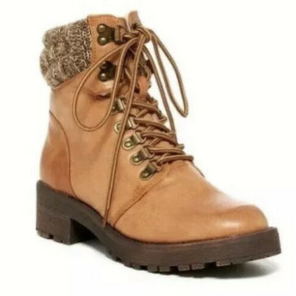 MIA Shoes - MIA Maylynn Faux Shearling Lined Boot Natural Lace